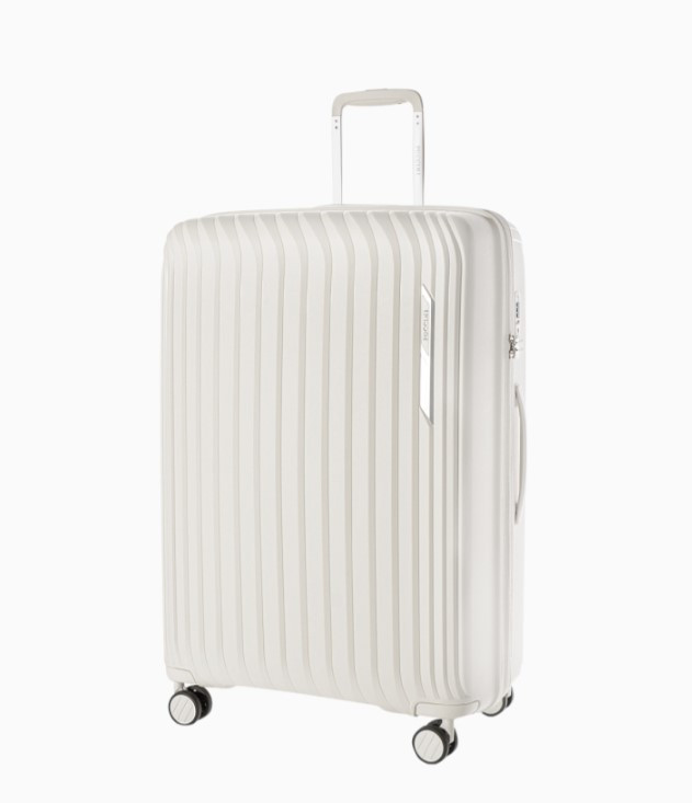 Velký bílý kufr Marbella s drážkami