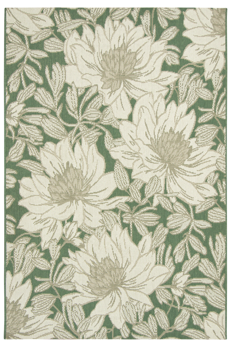 Šňůrkový koberec Foggia 16704/640 - květiny zeleň / krém