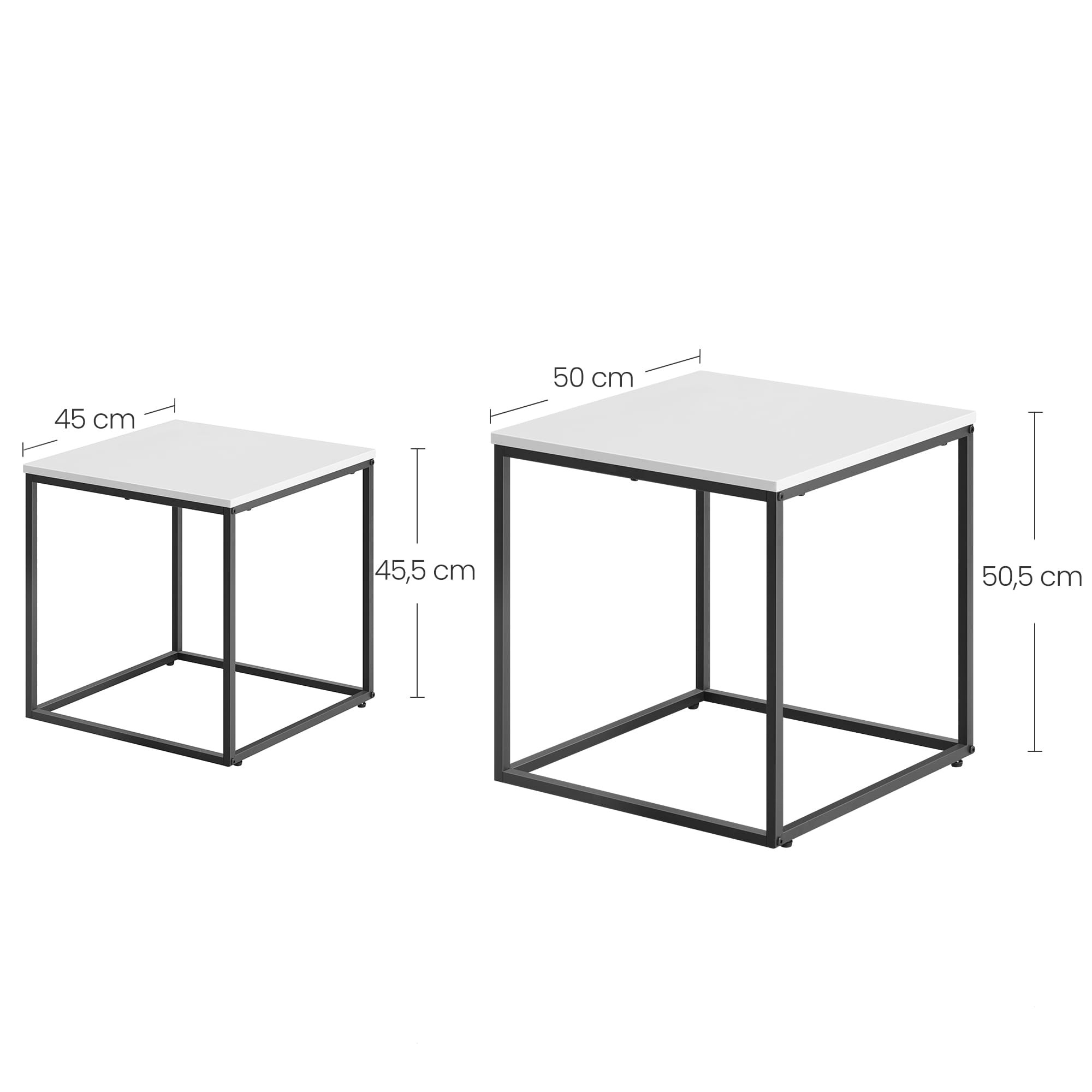 Set dvoch štvorcových konferenčných stolíkov - biele (čierne nohy)
