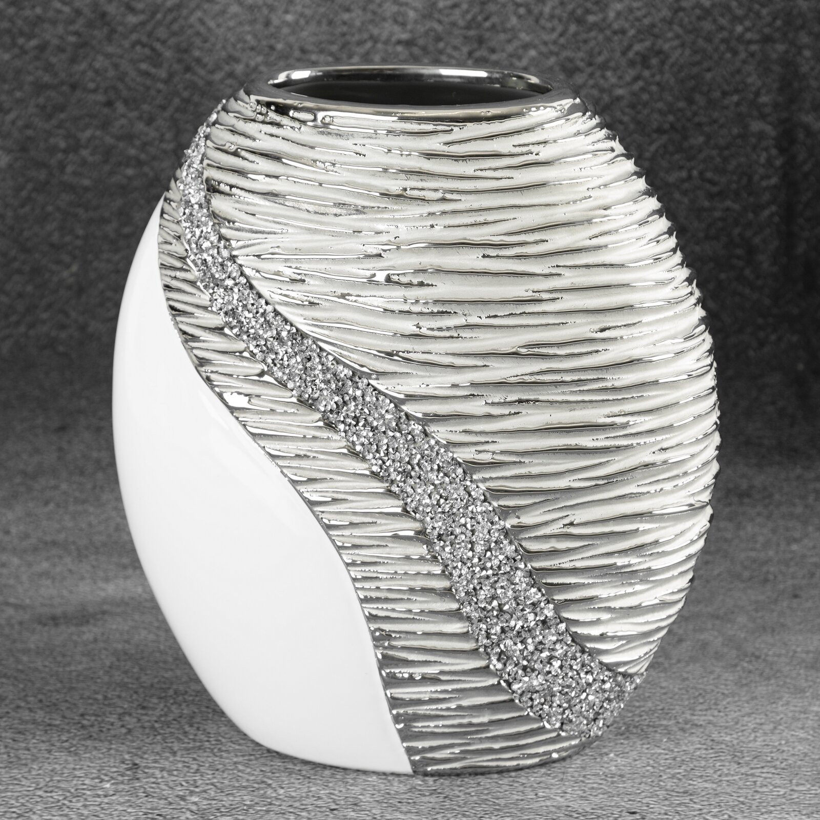 Váza ADONA 03 bílá / stříbrná