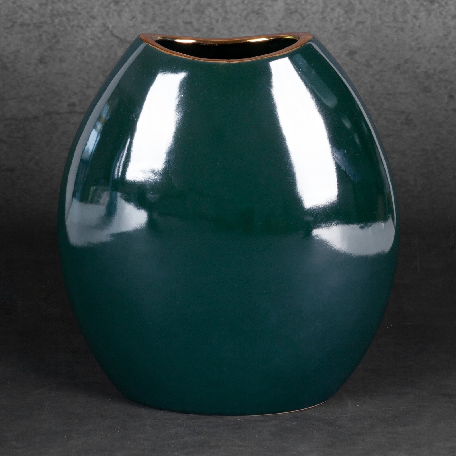 Váza AMORA2 01 tmavě zelená / zlatá