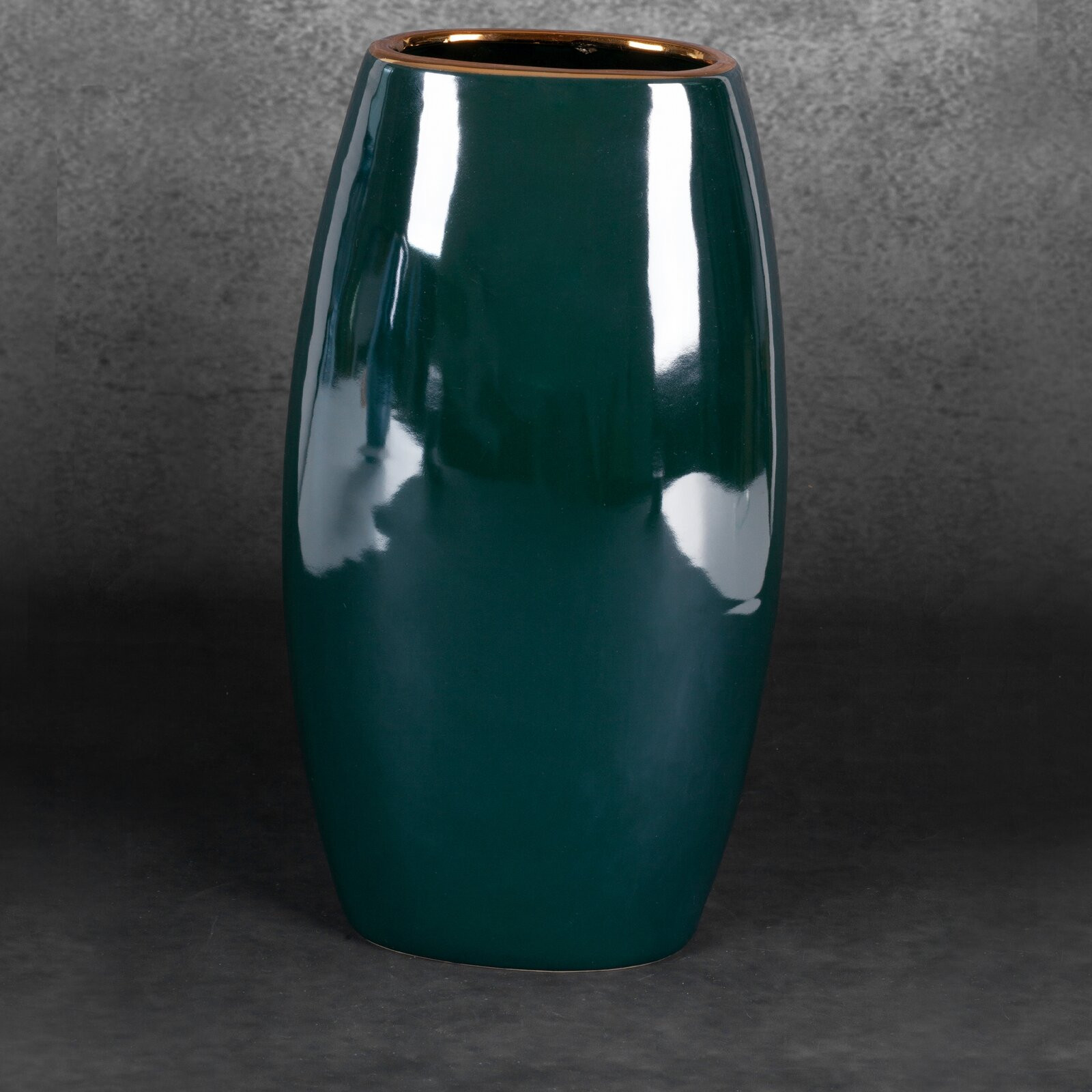 Váza AMORA2 04 tmavě zelená / zlatá