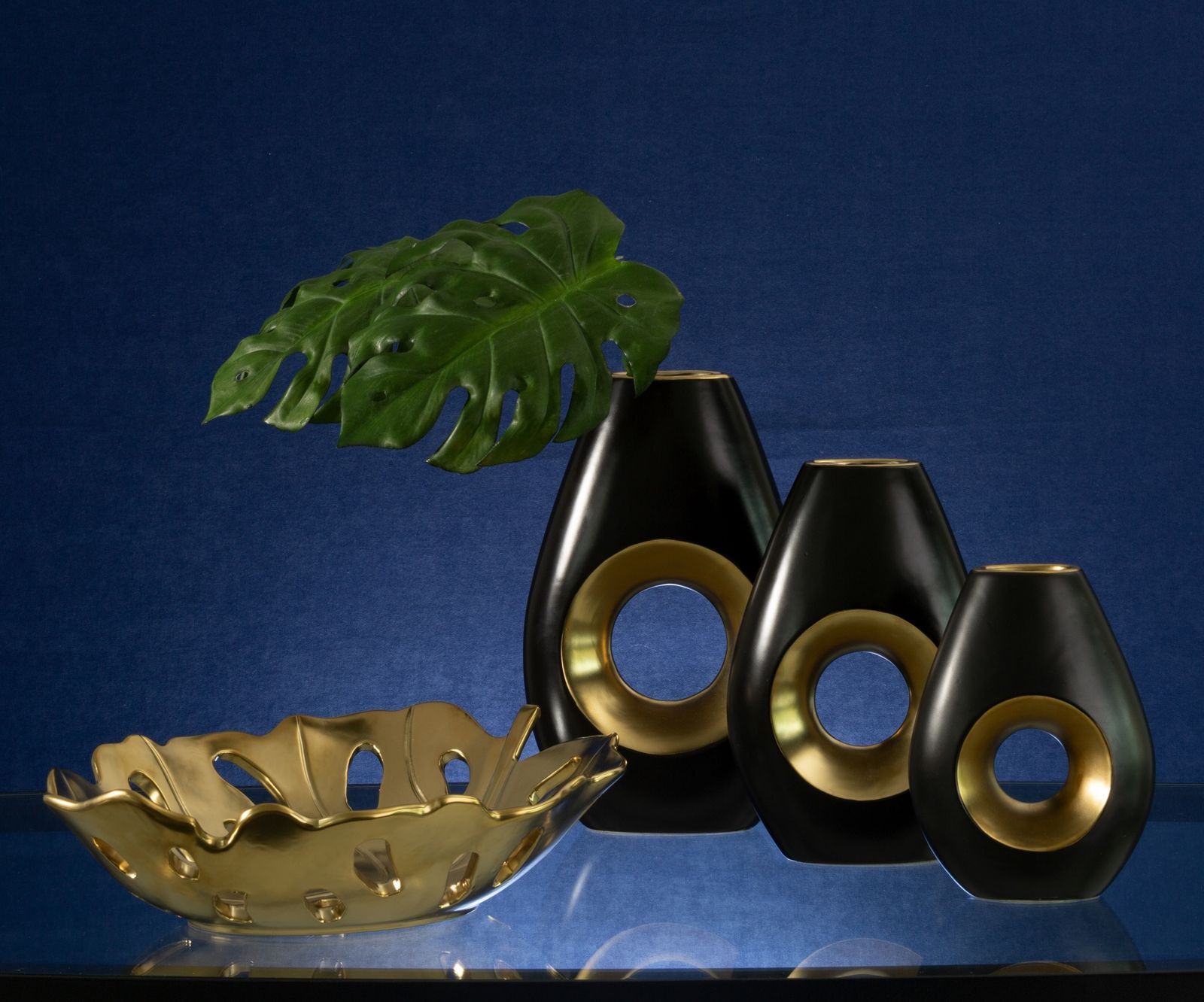 Váza MIRA 01 čierna / zlatá