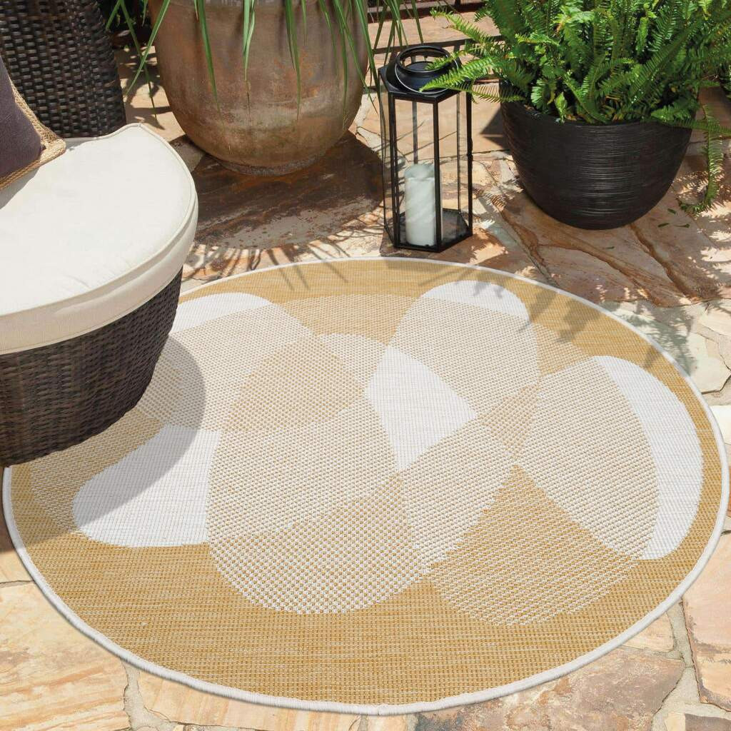 Obojstranný koberec DuoRug 5835 okrovo žltý kruh 