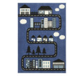 Detský  koberec  Kids 534451/94955 - Uličky pomedzi domčeky, modrý