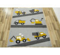 Detský koberec LUNA 534458/89945 -Nákladné autičká, sivý