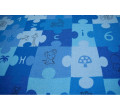 Detský metrážny koberec PUZZLE modrý