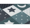 Detský metrážny koberec STARS tyrkus / sivý