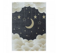 Detský koberec Funny mesiac nad oblakmi, sivý / zlatý 