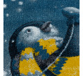 Detský koberec Funny tučniak, modrý