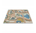 Detský koberec REBEL ROADS Playtime 32 Mesto protišmykový - béžový / zelený