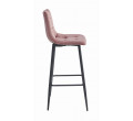 Barová stolička ARCETO zamatová ružová (čierne nohy)