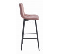 Barová stolička NADO zamatová ružová (čierne nohy)
