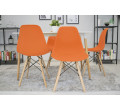 Set troch jedálenských stoličiek OSAKA oranžové (hnedé nohy) (3ks)