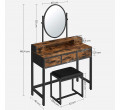 Toaletný stolík so zrkadlom a stolčekom RVT006B01