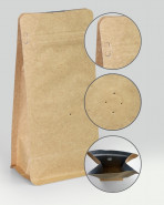 Vrecká na kávu ploché dno s vnútorným ventilom 110x70x215 100ks 250g natural