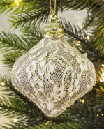 EUROFIRANY Ozdoba vianočná cibuľka čipkovaná 10cm