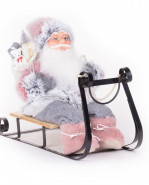 MagicHome Vianoce santa na sánkach, sivoružový, 46 cm