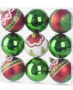 Sada vianočných gúľ MagicHome 9 ks, červená, zelená