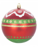 Sada vianočných gúľ s ornamentmi MagicHome 4 ks, červená
