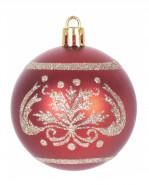 MagicHome Sada vianočných gúľ 9 ks červená s ornamentom