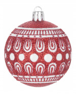 Sada vianočných gúľ s ornamentmi MagicHome 38 ks, červená, biela