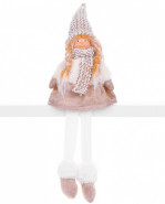 Postavička MagicHome Vianoce, Dievčatko s vysokým klobúkom, látkové, hnedo-biele, 17x12x54 cm