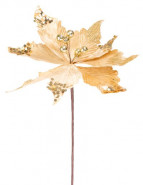 MagicHome Dekorácia kvet Poinssetia 31cm zlatá