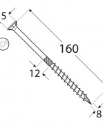 DOMAX Tesárska skrutka so zapustenou hlavou 8x160 mm 50 ks/bal