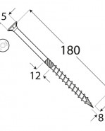 DOMAX Tesárska skrutka so zapustenou hlavou 8x180 mm 50 ks/bal