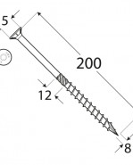 DOMAX Tesárska skrutka so zapustenou hlavou 8x200 mm 50 ks/bal