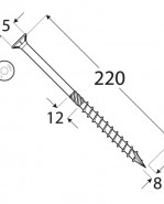 DOMAX Tesárska skrutka so zapustenou hlavou 8x220 mm 50 ks/bal