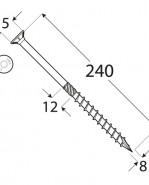 DOMAX Tesárska skrutka so zapustenou hlavou 8x240 mm 50 ks/bal