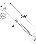 DOMAX Tesárska skrutka s tanierovou hlavou 8x260 mm 50 ks/bal