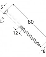 DOMAX Tesárska skrutka so zapustenou hlavou 8x80 mm 100 ks/bal
