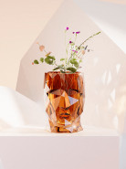 Kvetináč Adan nano lesklá priesvitná jantárová (oranžová) hlava 17x13x18 cm
