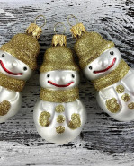 OKRASA Snehuliačiky vianočné zlaté 3ks/bal
