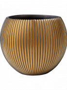 Kvetináč Capi Nature Groove Vase Ball čierny/zlatý 21x19 cm