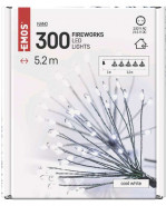 EMOS Vianočná reťaz sveteľné trsy, 300 LED, 5,2 m, studená biela, časovač