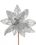 EUROFIRANY Dekorácia kvet 25 x 15cm strieborný