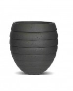 Capi Nature Vase round striped rib I dark grey 10x10,5 cm