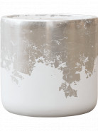 Kvetináč Luxe Lite Glossy cylinder white-silver 33x31 cm