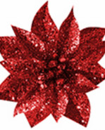 MagicHome Vianočný kvet Glitter Poinsettia so štipcom červený