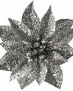 MagicHome Vianočný kvet Glitter Poinsettia,so štipcom, strieborný