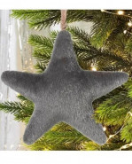 EUROFIRANY Ozdoba vianočná sivá hviezda plyš