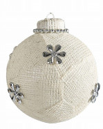 Eurofirany vianočná guľa biela textilná s ozdobou 10cm