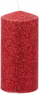 MagicHome Sviečka s glitrami 12cm červená