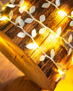MagicHome Vianočná svetelná reťaz Leafdeco, 20 LED, 1,9 m, teplá biela