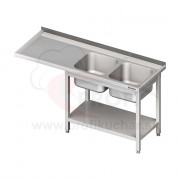Umývací stôl s priestorom pre podstolovú umývačku, dvojdrez – ĽAVÝ 1800mm