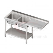 Umývací stôl s priestorom pre podstolovú umývačku, dvojdrez – PRAVÝ 1800mm